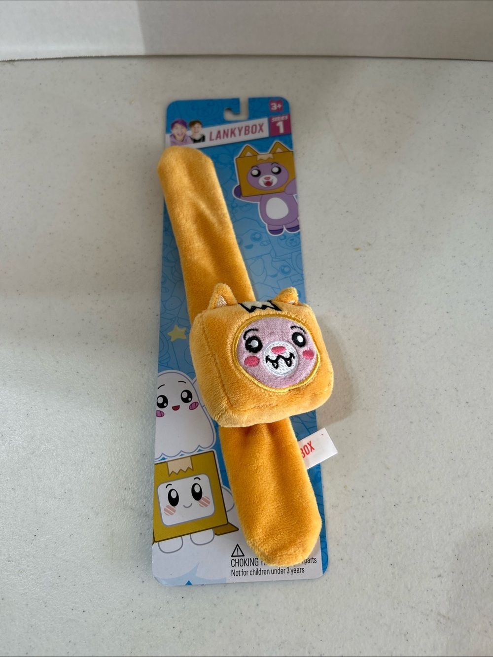 Kids Plush Lanky Box Slap Bracelet – Yellow